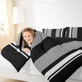 thumbnail image 4 of Homewish Modern Geometric Stripe Full Size Comforter Sets.Abstract Waves Lines Bedding Comforter Set,Gray Black Bedding Sets For Boys Kids,Microfiber Bedroom Decor Reversible,3-Piece, 4 of 8