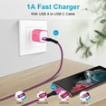 thumbnail image 5 of USB Charger Block,FiveBox 2pcs 1A USB Wall Charger Block with 2pcs Nylon Android Type C Charger Cable USB C Charging Cable 10ft USB Brick Phone Charger Adapter Charger Box Fast Charging Block,Rose, 5 of 8