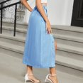 thumbnail image 5 of SMihono Womens Jean Skirt Casual High Waisted Button Side Slit Long Denim Skirts Trendy A-Line Work Midi Skirts with Pockets Light Blue 12, 5 of 5
