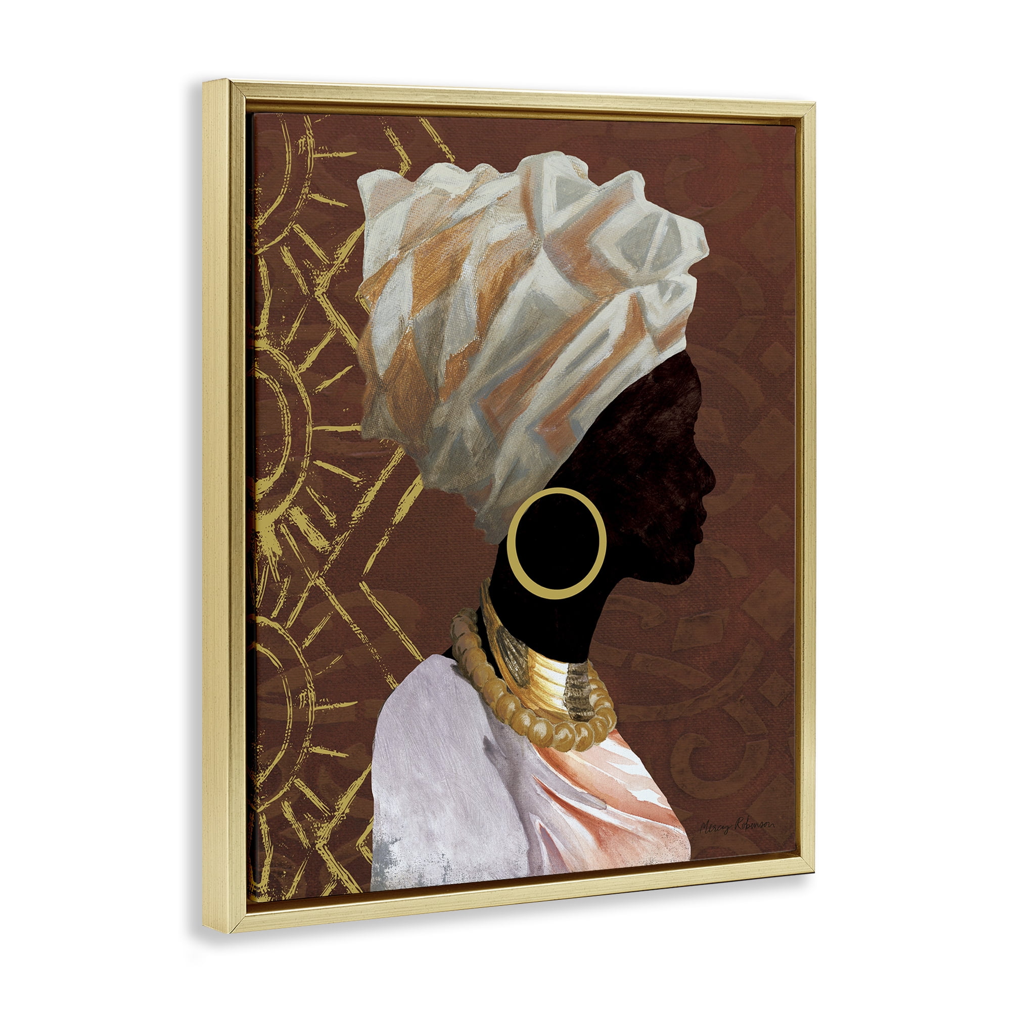 Stupell Industries Traditional Portrait of Woman Novelty Painting Gold Floater Framed Art Print Wall Art, 25 x 31
