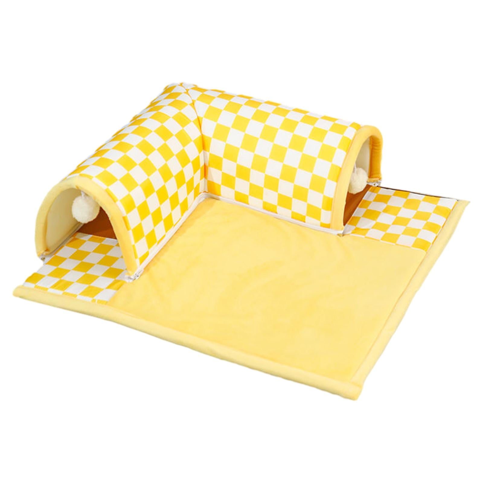 EHJRE Cat Tunnel And Bed Toy Interactive Breathable Kitty Training Playing Hut Play Center for Rabbit Hamster Small Animals Outdoor XL yellow