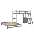 thumbnail image 6 of Twin Over Full Bunk Bed, L-Shaped Bunk Bed Frame with Built-in Desk and 3 Drawers, Solid Wood Loft Bed with Guardrail and Ladder for Kids Teens Adults, Can Be Divided Into 2 Beds, Gray, 6 of 7