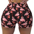 thumbnail image 2 of Lsque New Year Flamingo Pattern High Waisted Biker Shorts for Women-Tummy Control Fitness Athletic Workout Running Yoga Gym Shorts,Moisture-Wicking-Large, 2 of 9