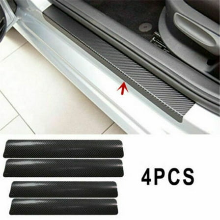 Car Black Carbon Fiber Scuff Plate Door Sill Cover Panel Step Protector Guard4xe