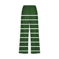 thumbnail image 4 of VERUGU Capri Pants for Women Stripe Print Straight Leg Pants Elastic Waist Imitation Cotton Linen Casual Loose Capris with Pockets Green 3XL, 4 of 5