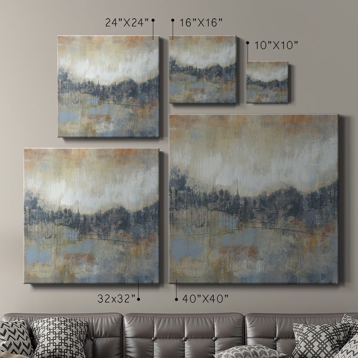 Wexford Home Cool Grey Horizon I-Premium Gallery Wrapped Canvas, 40" x 40" - Ready to Hang