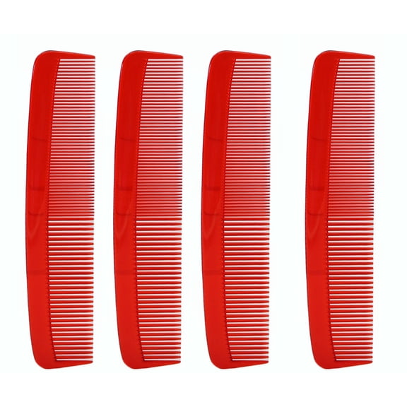 Hair Comb 4 Count Plastic Dressing Comb Red 8.5 in