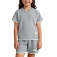 thumbnail image 2 of HAOTAGSBoys Outfit Sets, Short Sleeve T-Shirt & Elastic Waist Shorts with Pockets Summer Kids Fashion Clothes Gray Size 8, 2 of 7