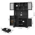 thumbnail image 2 of Homfa 68''H Pantry Cabinet with Wine Rack, 5 Doors Kitchen Storage Hutch with Adjustable Shelves for Dining Room, Black, 2 of 8