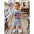 thumbnail image 5 of AceBaby 4th of July Clothes for Boys at 0-4Y Letter America Flag Embroidery T-Shirt and Stripe Shorts Set,96% Cotton, 5 of 10