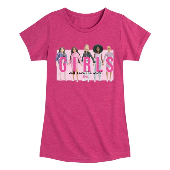 Barbie - Girls Will Save the World - Barbies Holding Hands - Toddler And Youth Girls Raglan Graphic T-Shirt