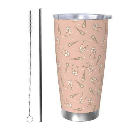 

Qekee New Year S Eve Party Print 20OZ Car Cup Stainless Steel Vacuum Insulated Tumbler Tumbler Cup With Lid And Straw Travel Coffee Mug-Straw Two-piece Set