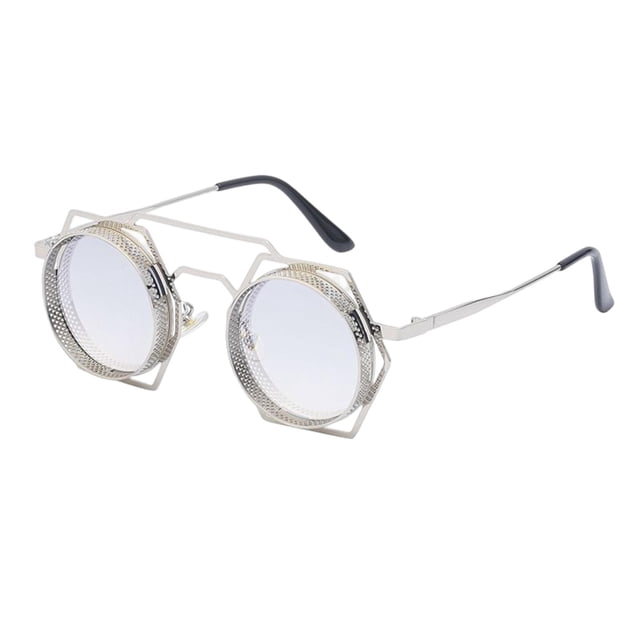 Retro Steampunk Protección Moda libre Sombrillas Ronda Bloqueo Vintage metal para hombres unisex Blanco Macarena gafas de sol steampunk