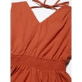 thumbnail image 4 of Moomaya Solid Cotton Sleeveless Dress, V-Neck Smocked Waist Tiered Midi Dress, 4 of 8