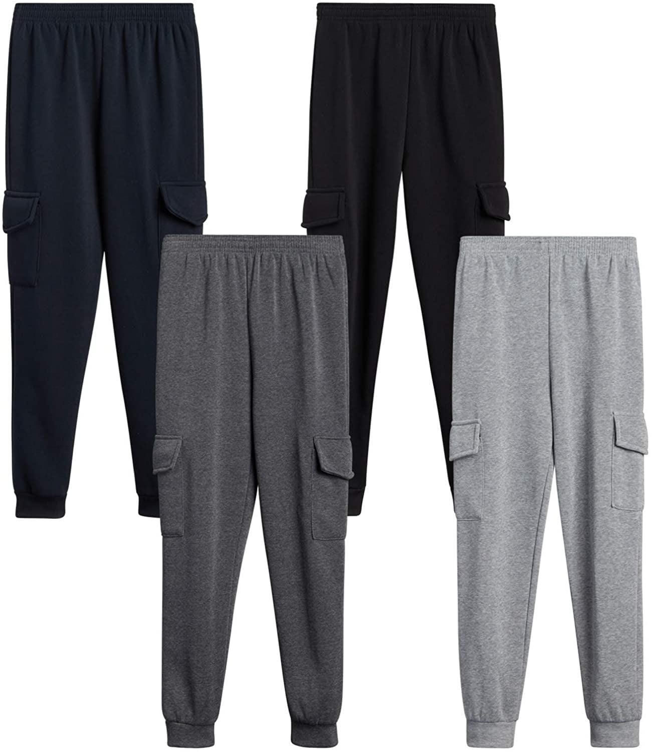 Coney Island Boys Sweatpants 4-Pack Active Fleece Jogger Pants, Sizes: 4-16