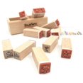 thumbnail image 1 of Yansanido - Juego de 12 sellos de goma de madera para diario, diseño de corazón, amor, música, huellas, huellas de pata de perro, vela con caja de madera (B), 1 of 2