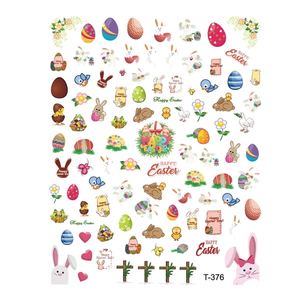 Pegatinas para uñas para decoración de uñas, pegatinas para uñas para mujeres, pegatinas de uñas de Pascua, pegatinas de papel autoadhesivas, pegatinas de uñas de Pascua, pegatinas textiles para muñec