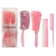 thumbnail image 3 of Cepillo de pelo rizado que brilla y suaviza el cabello, cepillo de cerdas de jabalí para adultos y niños con cabello mojado o seco (4 piezas, rosa), 3 of 5