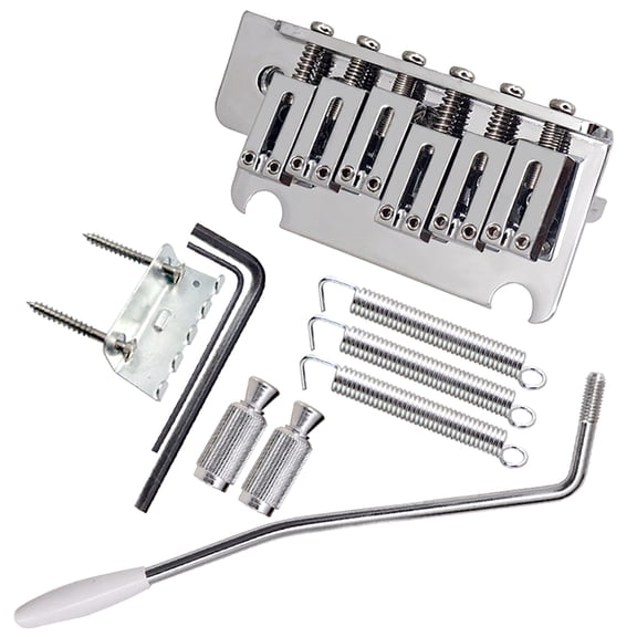LOOKSEVEN 6 String Vintage Style Strat Electric Guitar Tremolo Bridge System, Chrome Double Locking Vibrato with Whammy Bar, Springs & Full Installation Kit-chorme