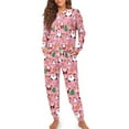 thumbnail image 4 of Tutolipy Christmas Tree Printed Sleepwear for Women Santa Claus Print Pajamas Comfy Pjs Set Long Sleeve Shirt and Pajama Pants Lounge Sets, M, 4 of 7