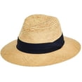 thumbnail image 2 of Men's San Diego Hat Company Raffia Braid Fedora with Bao Straw Brim RHF6140 Natural Black L/XL (1), 2 of 2