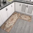 thumbnail image 3 of Boho Light Brown Pattern Kitchen Rugs and Mats Sets Of 2, Funny Kitchen Decoration Rubber Backing Non-Slip Absorbent Mats for Sink Waterproof Runner Rug for Laundry Room 17x30+17x48inch, 3 of 7