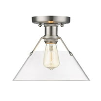 3306-FM PW-CLR-Golden Lighting-Orwell - 1 Light Flush Mount 8 Inches Tall and 10 Inches Wide-Pewter Finish-Clear Shade Color