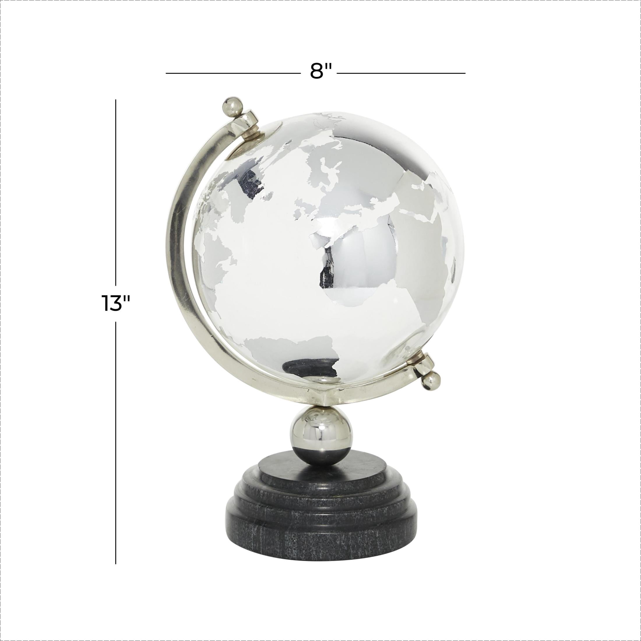 DecMode 8" Silver Globe with Marble Base and Tiered Base