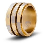 CritSuccess 3d6 Dice Ring with Triple 6 sided Die Spinner (Size 15.5 - Stainless Steel - Gold)