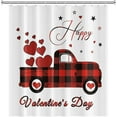 thumbnail image 4 of Happy Valentine''s Day Shower Curtain Red Buffalo Truck Carried Love Water Repellent Polyester Shower Curtain for Bathroom 72W x 84L inch, 4 of 6