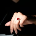 thumbnail image 4 of Rosec Jewels Certified Lab Grown Ruby Oval Engagement Ring 4 Ct - AAAA Grade - Ruby Statement Ring with Diamond - with Jewelry Box, 18K Yellow Gold, US 8.50, 4 of 9