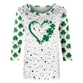 thumbnail image 4 of xixinqiwan Womens St Pats Funny Long Sleeve T Shirts,Women's 3/4 Sleeve Crew Neck Irish Shamrock Print T-shirt Green Tops for Gift, 4 of 6
