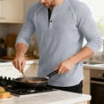 thumbnail image 2 of Henley Shirts for Men Long Sleeve Casual Button T-Shirt Stylish Pullover Shirts Light Gray L, 2 of 7