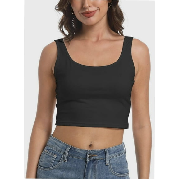 Tank Top for Women Square Neckline Sleeveless Trendy Sexy Tops Slim Fitted Summer Yoga Tops