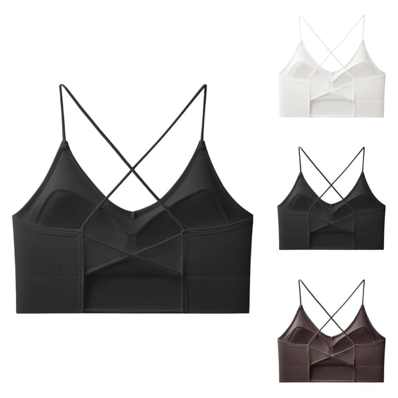 Sports Bras for Women Strappy Racerback Full Coverage V Neck Supportive Bralettes Workout Gym Yoga Bra