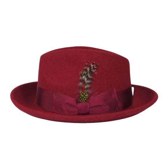 Men's Milani Wool Fedora Hat Soft Crushable Lined FD219 Red Wine