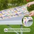 thumbnail image 6 of 34x34 Inch Square Tablecloth with All-Around Elastic Hem, Bohemian Floral Pattern for Card Tables and Patio Entertainment, 6 of 6