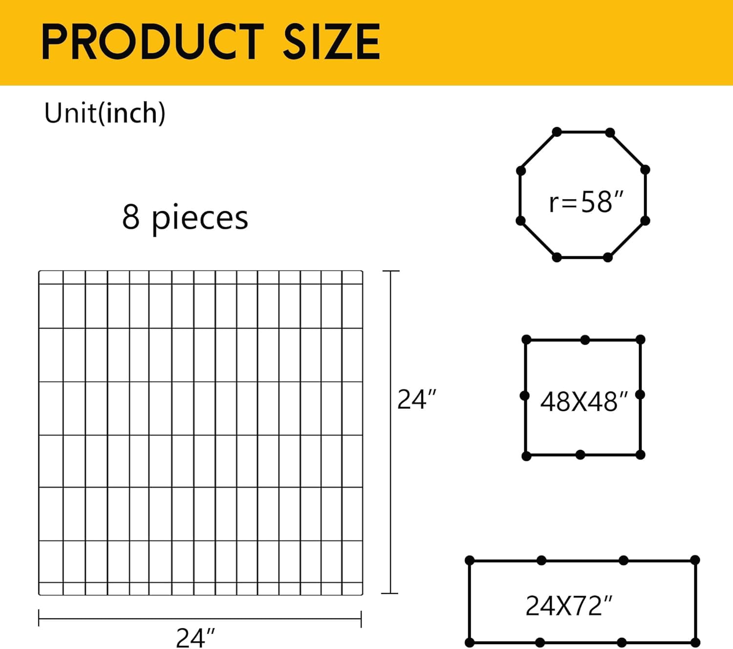 FDW 24 inch Dog Pen Playpen Puppy Pet Playpen 8 Panel Metal Portable Folding Animal Dog Fence,Black