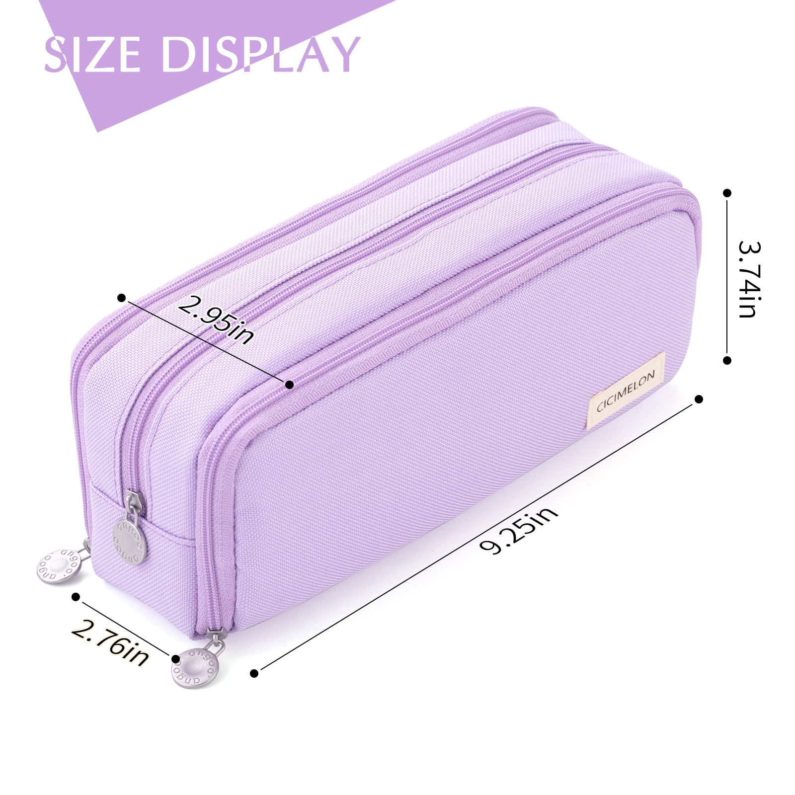 CICIMELON Pencil Case Large Capacity 3 Compartments Pen Pouch Bag for Adults Women (Purple)