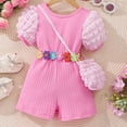 thumbnail image 2 of NIEWTR Toddler Girl Summer Outfit Bows Ruffled Plaid Tank Tops and Shorts 2pcs Set Baby Clothes 2Pcs Summer Beach Outfits 8-9 Years,Pink, 2 of 9