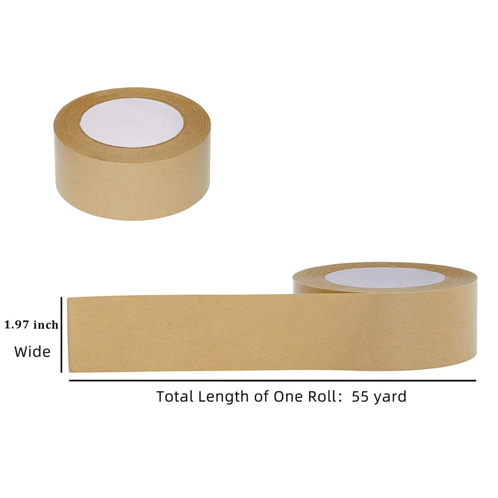 Triani 5 Rolls Self Adhesive Kraft Paper Tape 1.97 inch x 55 Yard Brown Shipping Tape Cardboard Tape for Heavy Duty Packing and Carton Sealing