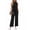 Black, variant on MOYIKO 2 Piece Sets for Women Casual Summer Outfits Sleeveless Tops and Wide Leg Pants with Pockets Travel Vacation Lounge Sets