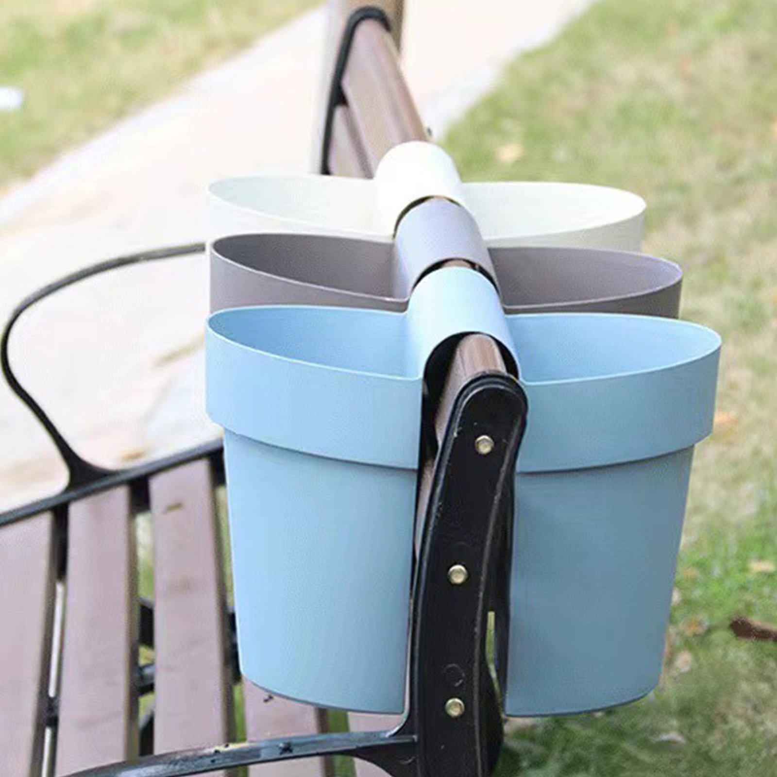 Double-Sided Hanging Rail Planter Deck Flower Pot Plant Window Box Railing Planter with Drainage Holes for Patio Deck Fence Balcony