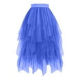 thumbnail image 4 of Rotm Ruffle Maxi Skirt Women's Sexy Mesh Beach Mini Skirt High Waisted Flowy Ruffle Bodycon Short Slit Skirts Blue,M, 4 of 7