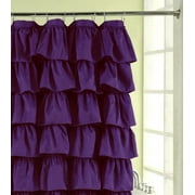 Spring Home Waterfall Ruffled Fabric Shower Curtain Color Purple