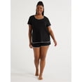 thumbnail image 3 of Joyspun Women's Cotton Blend T-Shirt and Shorts Pajama Set, 2-Piece, Sizes S to 3X, 3 of 6