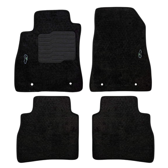 ecoMats Carpet Floor Mats for 2013 to 2019 Nissan Sentra with Driver Anti-Slip Heel Pad and Safety Locks - Front and Rear - Black