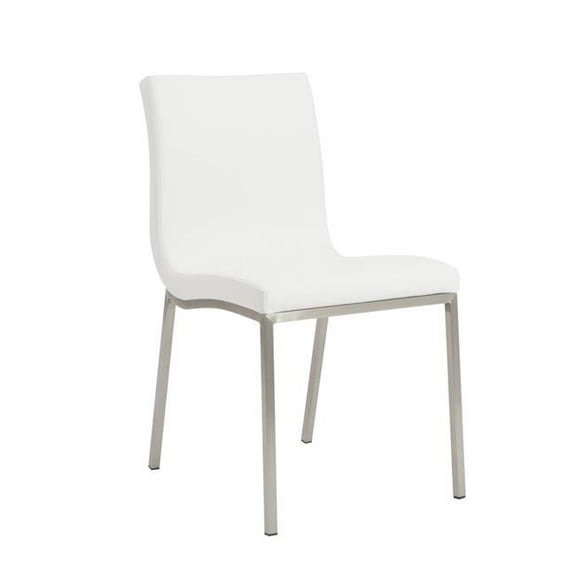 Minimalist Faux Leather Chairs, White - Set of 2
