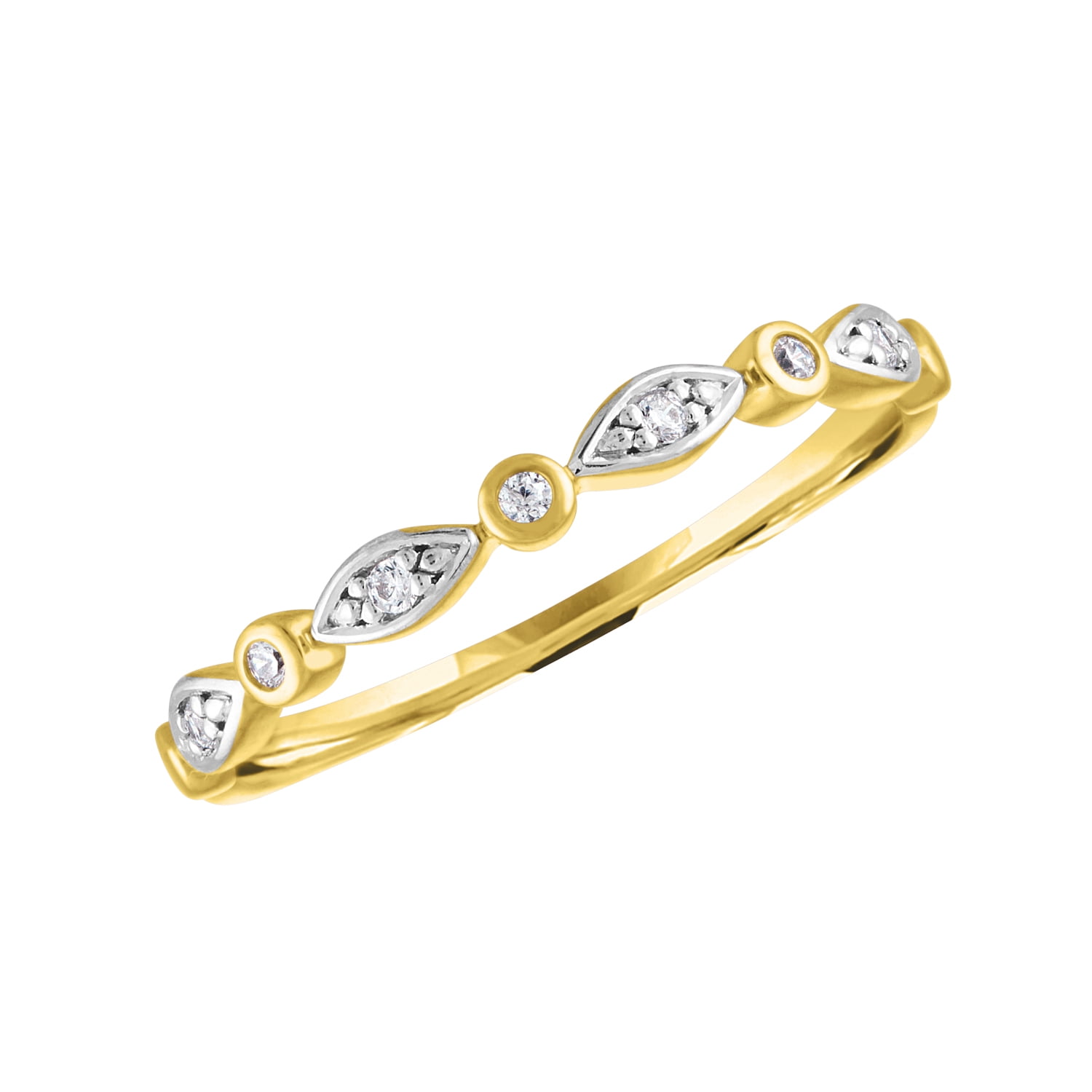14kt Yellow Gold Plated Genuine Diamond Accent Stackable Ring