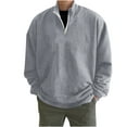 thumbnail image 2 of Quarter Zip Pullover Men Fall and Winter Hoodless Half Zipper Sweatshirt Casual Solid Color 1/4 zip Long Sleeve, 2 of 6
